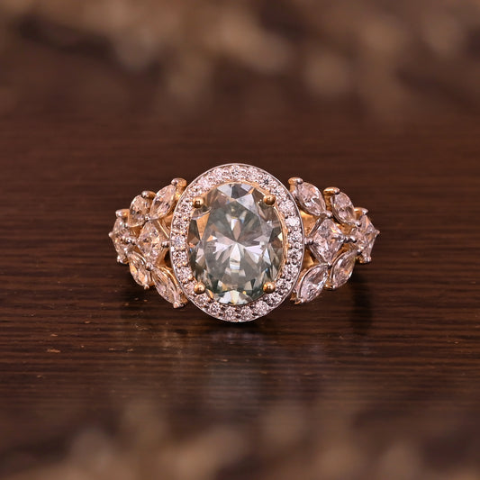 Unique Elegance Halo Oval Cut Moissanite Anniversary Ring