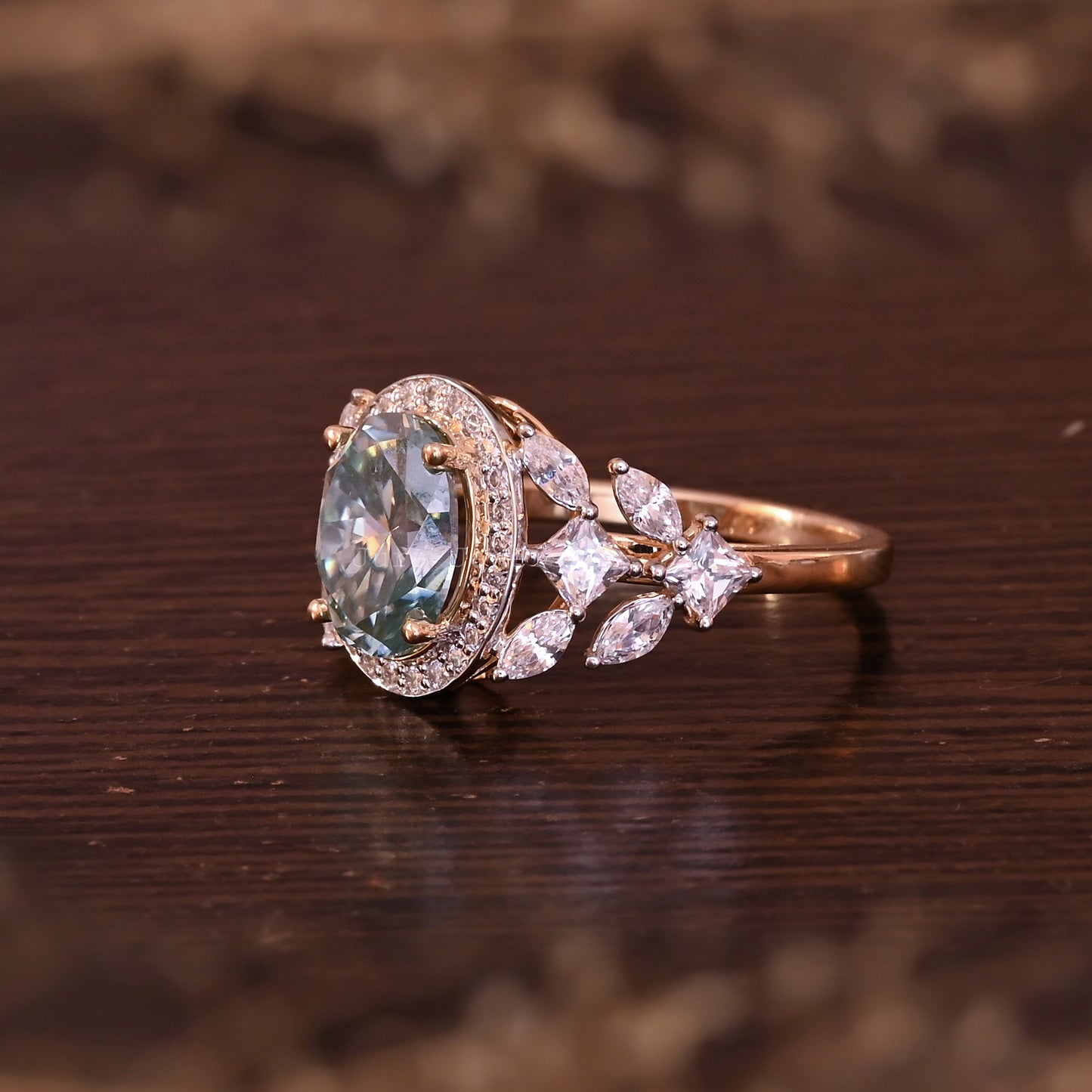 Unique Elegance Halo Oval Cut Moissanite Anniversary Ring