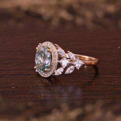 Unique Elegance Halo Oval Cut Moissanite Anniversary Ring