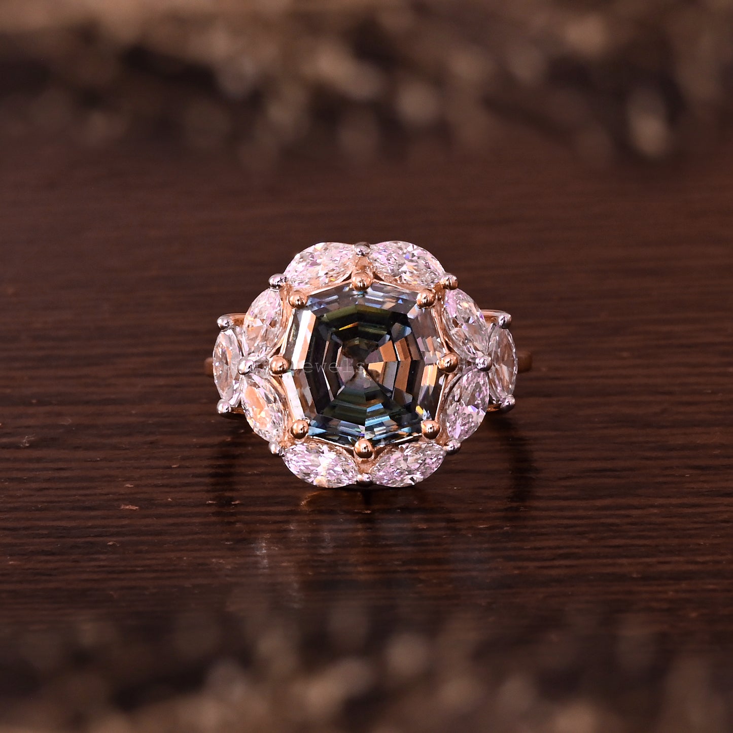 Vintage Halo Octagon Cut Moissanite Engagement Ring For Women's