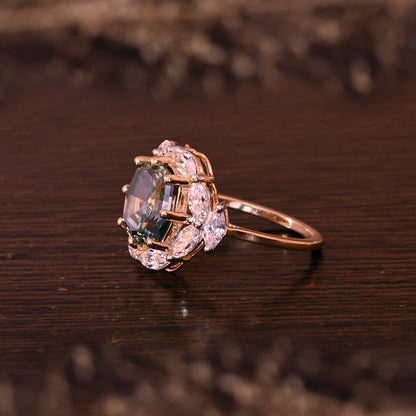 Vintage Halo Octagon Cut Moissanite Engagement Ring For Women's