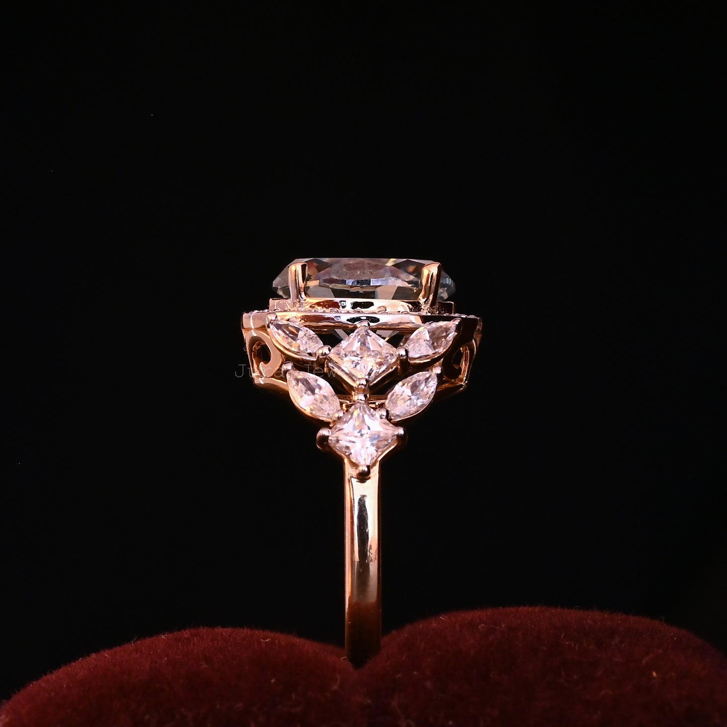 Unique Elegance Halo Oval Cut Moissanite Anniversary Ring