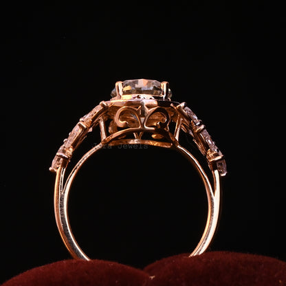 Unique Elegance Halo Oval Cut Moissanite Anniversary Ring