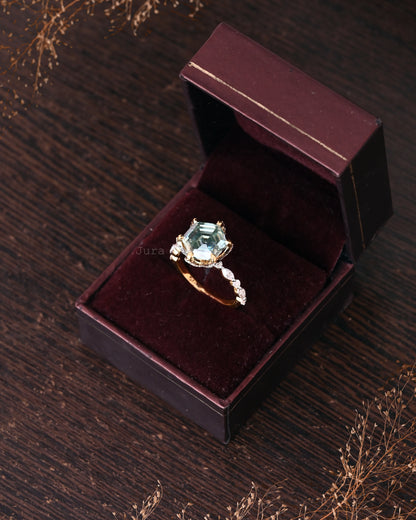 Six Prongs Hexagon Cut Moissanite Anniversary Ring For Her