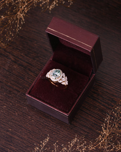 Unique Elegance Halo Oval Cut Moissanite Anniversary Ring