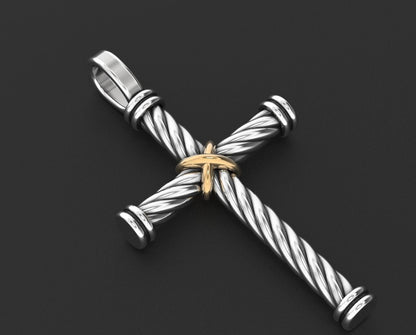 A Stylish Cross With A Rope And A Cross Huge Rare Pendants