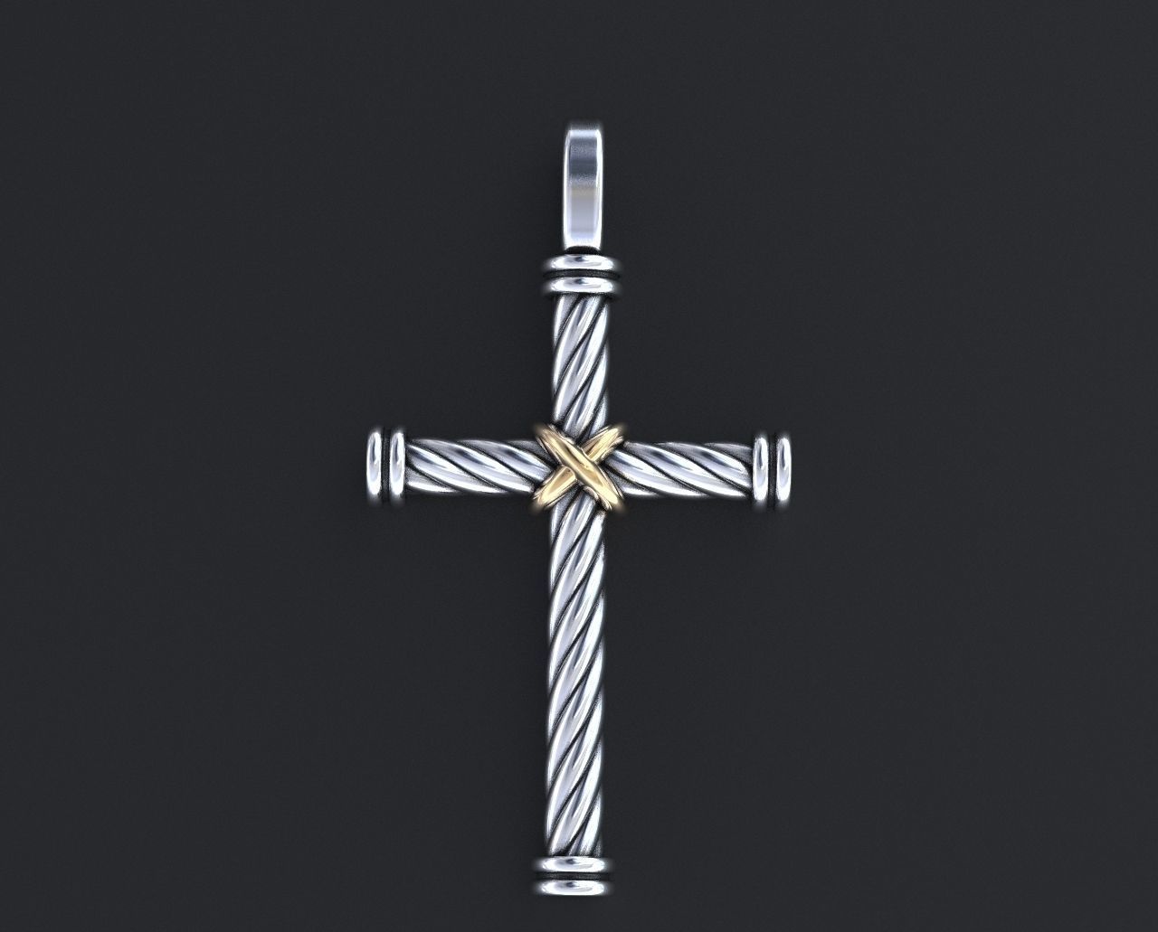 A Stylish Cross With A Rope And A Cross Huge Rare Pendants