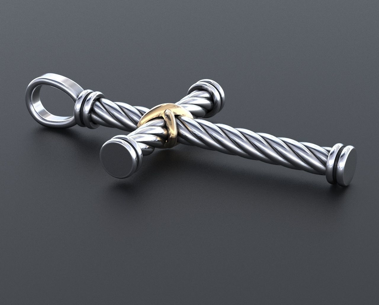 A Stylish Cross With A Rope And A Cross Huge Rare Pendants