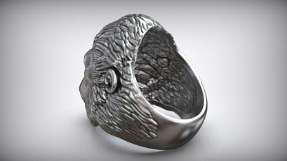 Antique Handmade African Gorilla Monkey King Wild Animal Signet Ring