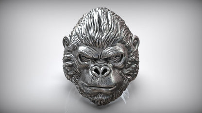 Antique Handmade African Gorilla Monkey King Wild Animal Signet Ring
