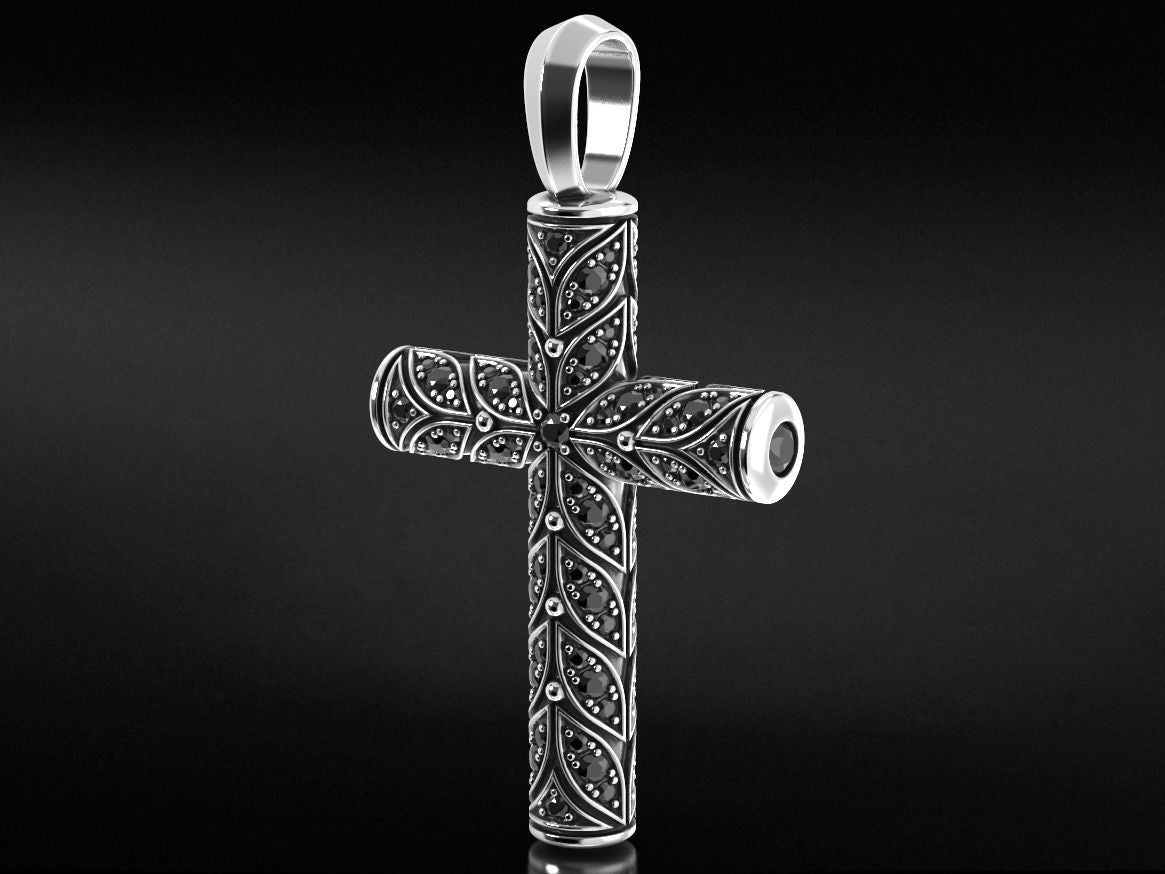 Beautiful Cross With Leaves And Diamond Pendants
