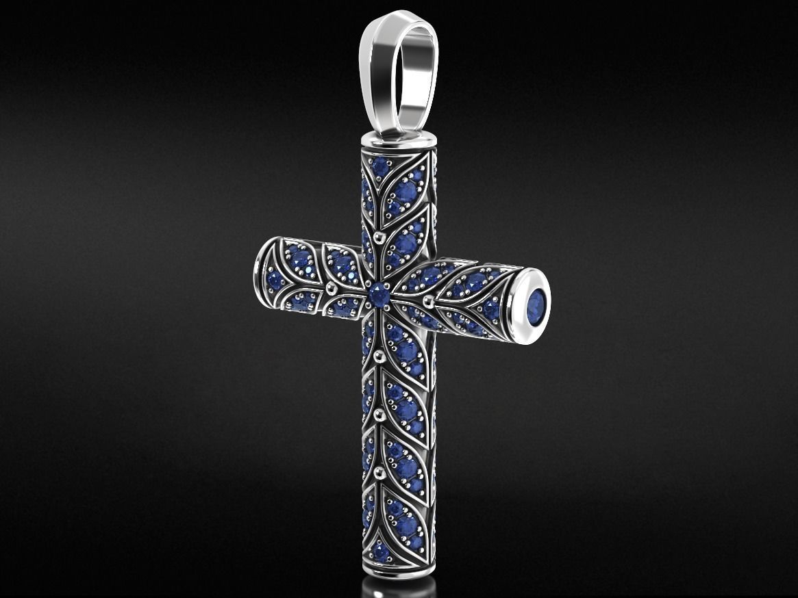 Beautiful Cross With Leaves And Diamond Pendants