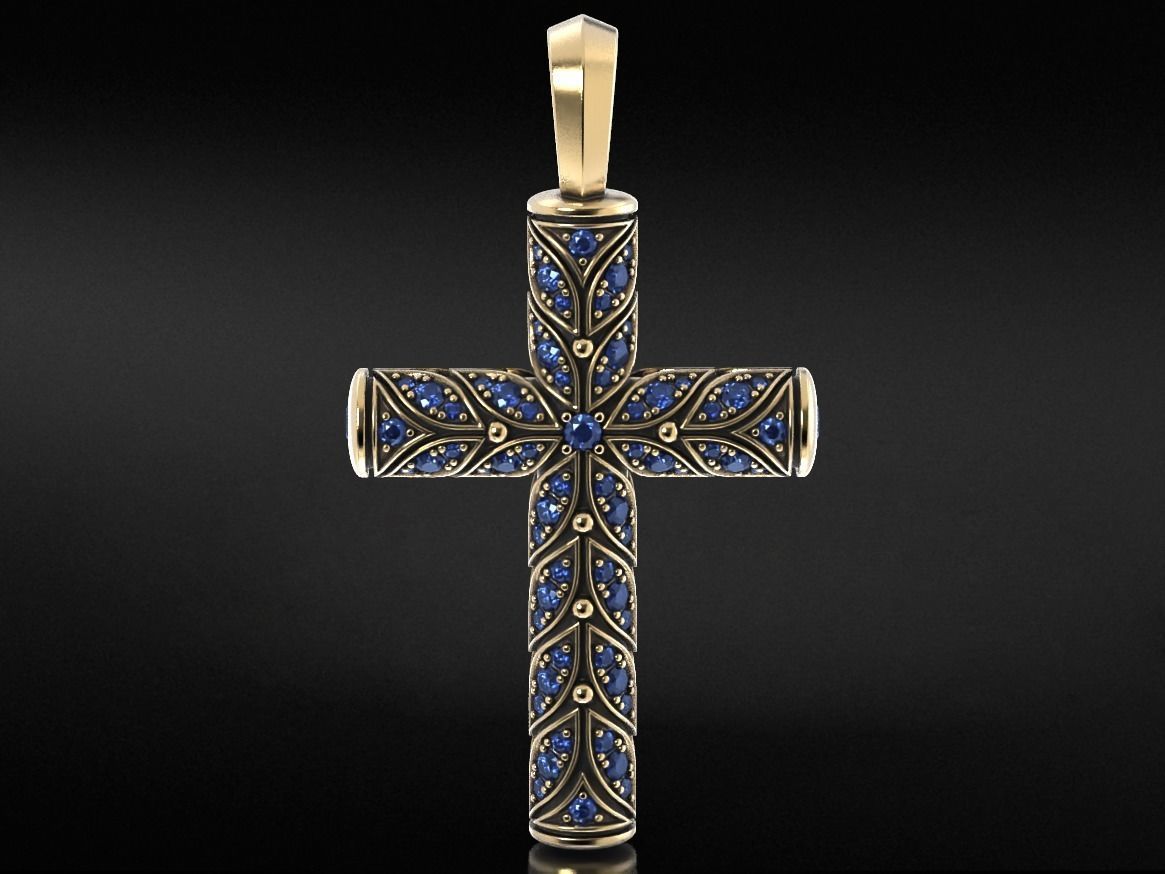 Beautiful Cross With Leaves And Diamond Pendants