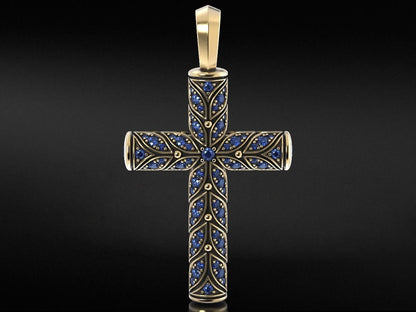 Beautiful Cross With Leaves And Diamond Pendants