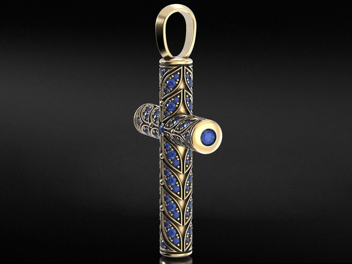 Beautiful Cross With Leaves And Diamond Pendants