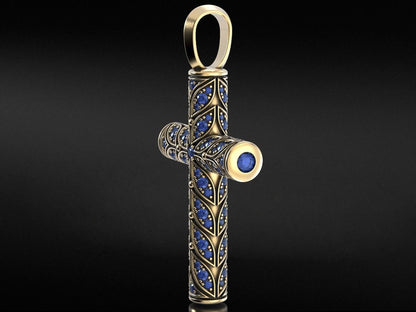 Beautiful Cross With Leaves And Diamond Pendants