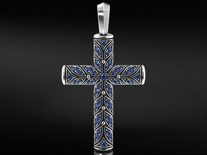 Beautiful Cross With Leaves And Diamond Pendants