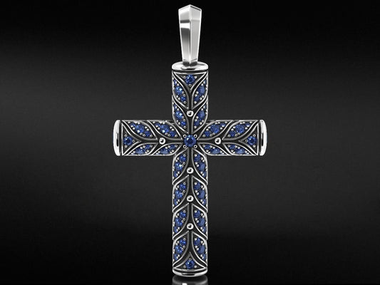 Beautiful Cross With Leaves And Diamond Pendants