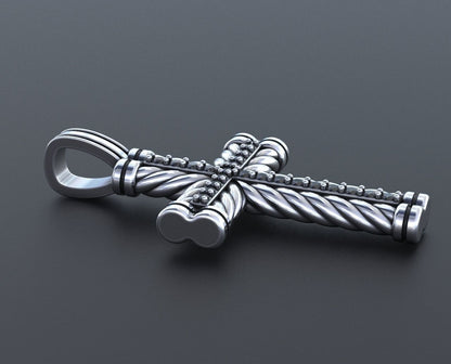 Most Unique Stunning Cross with Black Diamond And Rope Pendants