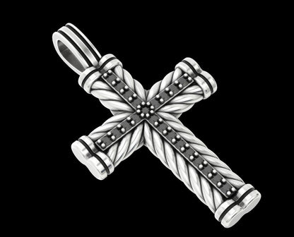 Most Unique Stunning Cross with Black Diamond And Rope Pendants