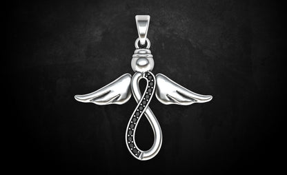 Black Moissanite Diamond Hanger Angel With Wings Pendants