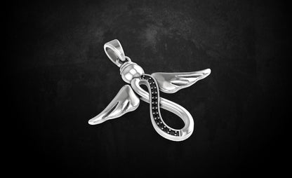 Black Moissanite Diamond Hanger Angel With Wings Pendants