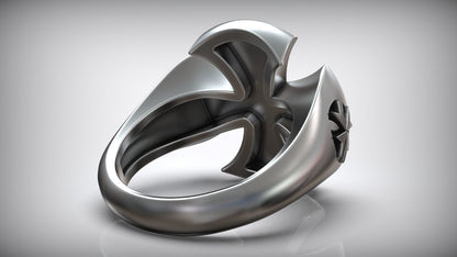 Antique Engraving Hospitaller Maltese Cross Templar Symbol Ring