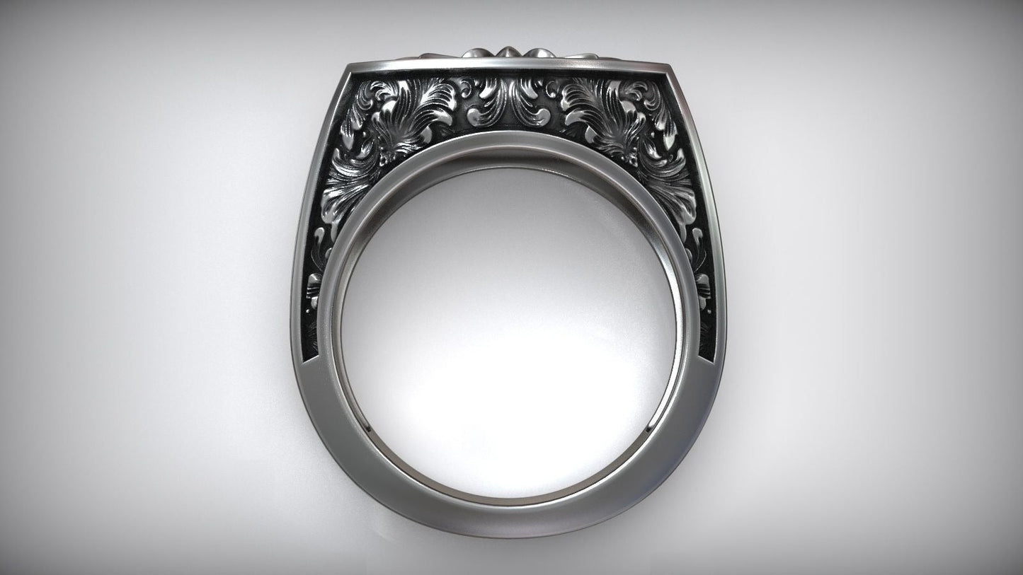 Maltese Cross Baroque Pattern White Gold Anniversary For Him