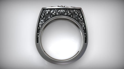 Maltese Cross Baroque Pattern White Gold Anniversary For Him