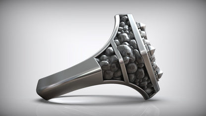 Unique Maltese Cross Symbol Knight Ston Engraving Ring