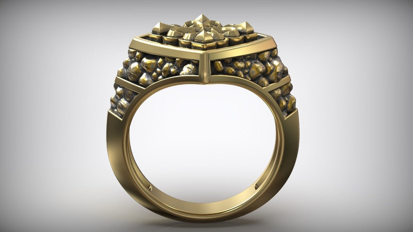 Unique Maltese Cross Symbol Knight Ston Engraving Ring