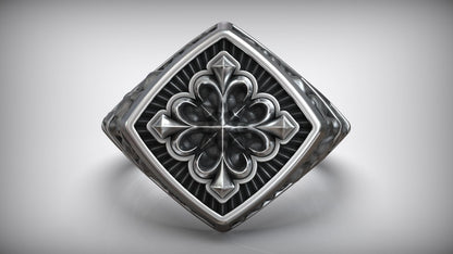 Unique Maltese Cross Symbol Knight Ston Engraving Ring