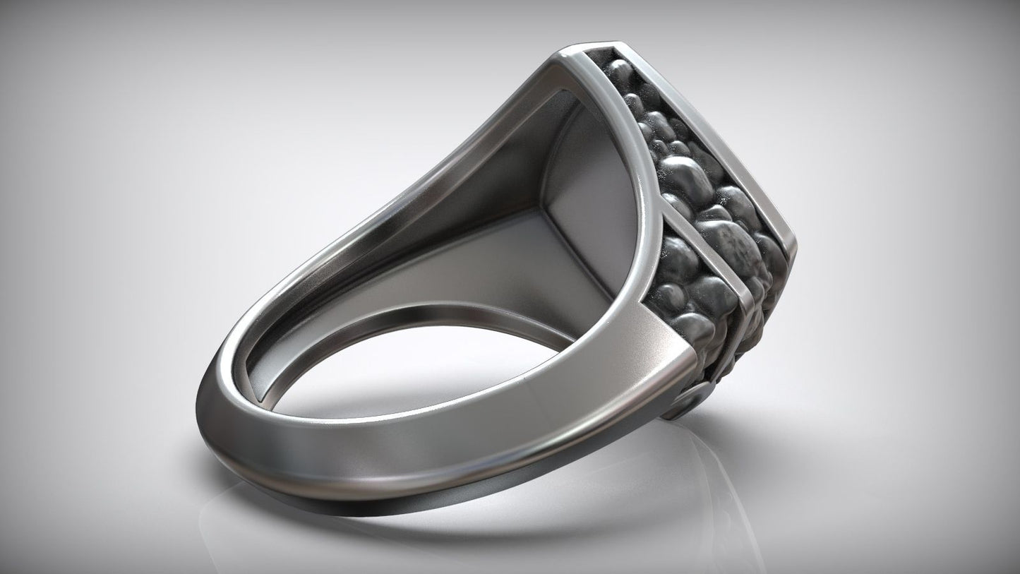 Unique Maltese Cross Symbol Knight Ston Engraving Ring