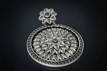 Most Handmade Unique Lotus Flower With Black Diamond Moissanite Pendants
