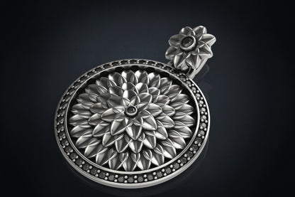 Most Handmade Unique Lotus Flower With Black Diamond Moissanite Pendants