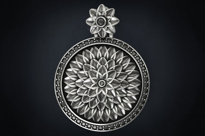 Most Handmade Unique Lotus Flower With Black Diamond Moissanite Pendants