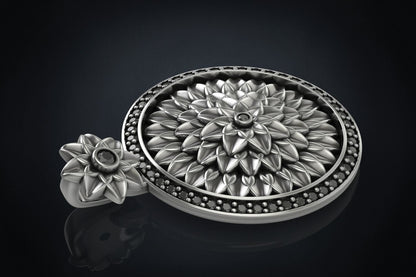 Most Handmade Unique Lotus Flower With Black Diamond Moissanite Pendants