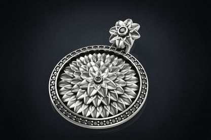 Most Handmade Unique Lotus Flower With Black Diamond Moissanite Pendants