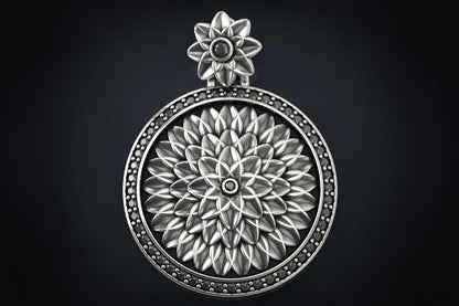 Most Handmade Unique Lotus Flower With Black Diamond Moissanite Pendants