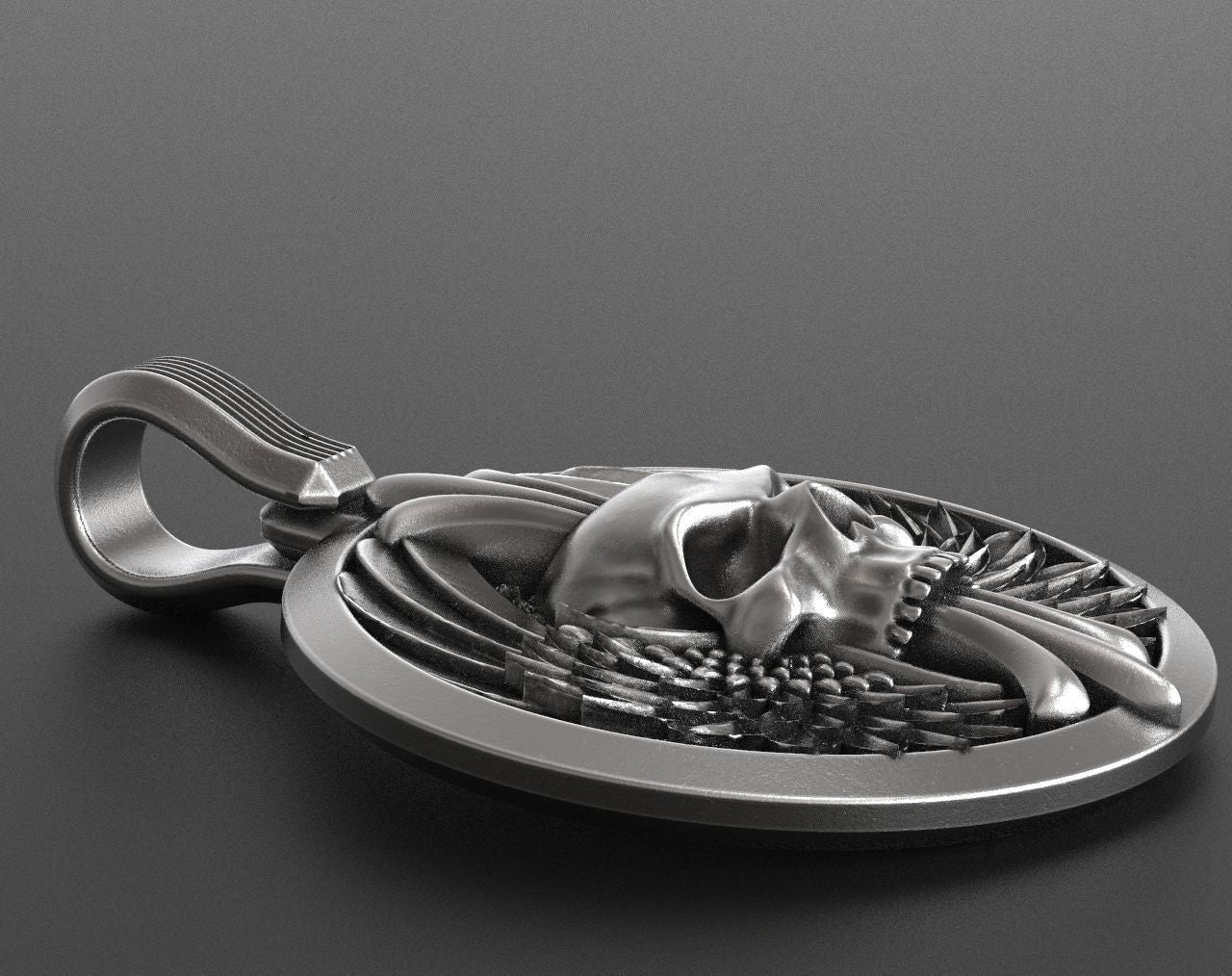 Handmade Most Beautiful Pendant Skull With Wings For Bikers