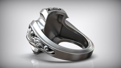 Unique Matching Pirate Skull Jolly Roger Cross Anchor Signet Ring