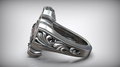 Unique Matching Pirate Skull Jolly Roger Cross Anchor Signet Ring