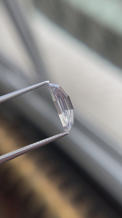 Colorless Step Cut Half Moon Moissanite Loose