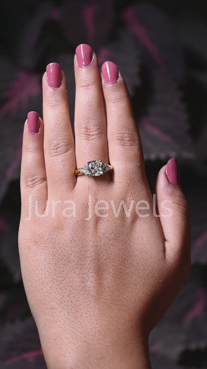Starling Light Yellow Cushion Cut Moissanite Engagement Ring