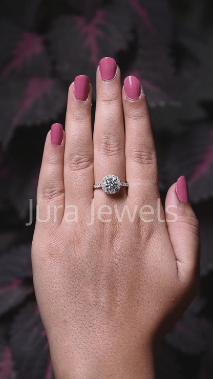 Halo Round Cut Moissanite Bridesmaid Gift For Her