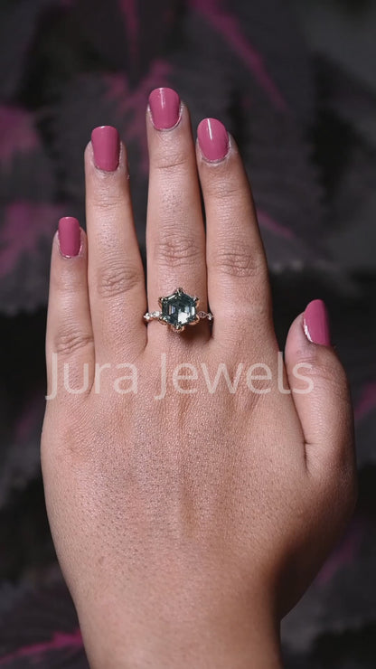 Six Prongs Hexagon Cut Moissanite Anniversary Ring For Her