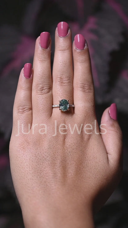 Hidden Halo Oval Step-Cut Moissanite Bridesmaid Gift For Her