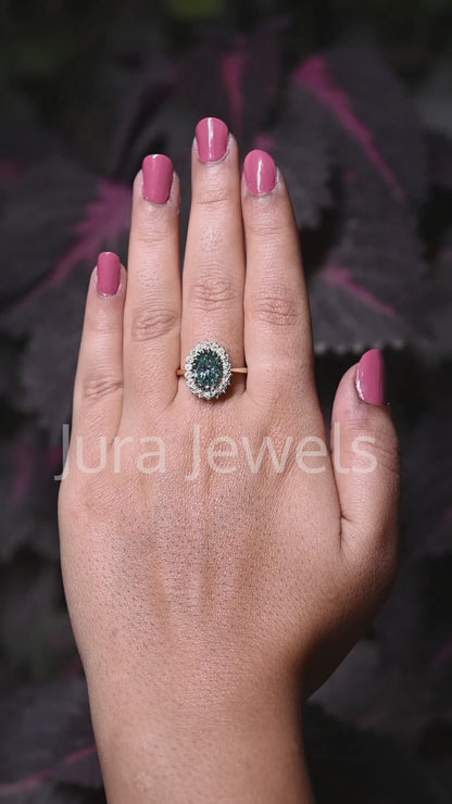 Halo Oval Cut Moissanite Personalized Gift For Women's