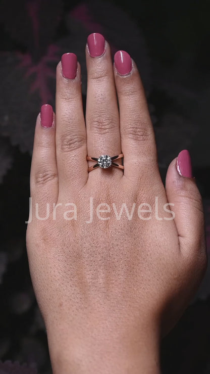 Solitaire Hidden Halo Round Cut Moissanite Bridesmaid Gift For Her