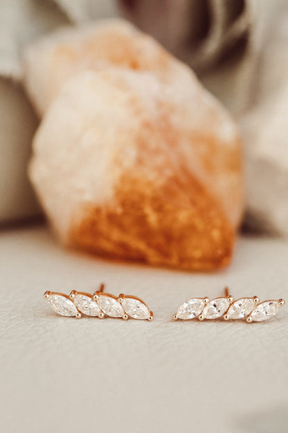 Unique Four Marquise Cut Moissanite Engagement Studs Earring